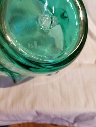 Vintage Blenko Wayne Husted Fluted Bowl 6011 turquoise/teal 3