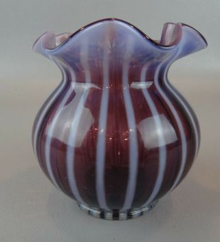 Fenton Art Glass Amethyst Opalescent Sprial Rib Optic Vase
