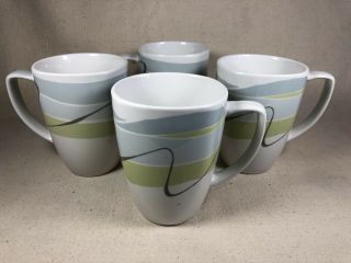 Set Of 4 Corelle Coordinates Porcelain Harmony Square Coffee Mugs