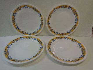Set Of 4 Corning Corelle Casa Flora 6.  75 " Dessert Bread Plates Usa Yellow Blue