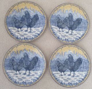 American Atelier Rooster Toile Salad / Dessert Plate - Set Of 4