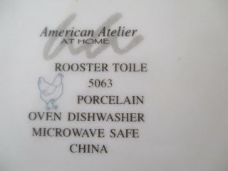 AMERICAN ATELIER ROOSTER TOILE SALAD / DESSERT PLATE - SET OF 4 4