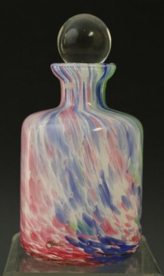 Vintage Lavorazione Murano Italian Art Glass Pink Blue Perfume Bottle