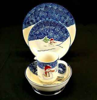 Thomson Pottery Snowman China,  4 Piece Place Setting,