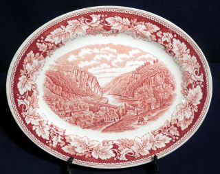 Homer Laughlin China Currier,  Ives Red Oval Serving Platter 11 "
