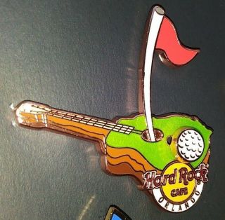 Hard Rock Cafe Hrc Orlando Fl Golf Ball Hole In One Flag Guitar Pin Rare /le