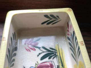 Vintage Hand Painted French Butter Dish Bowl Rectangle Folk Art Quimper (?) 7