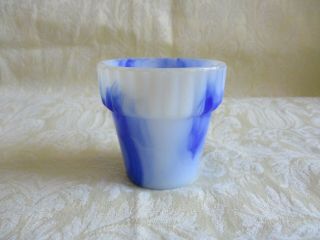 Vintage Akro Agate Cobalt Blue Small Flower Pot