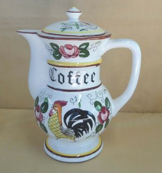 Ucagco Py Early Provincial Coffee Or Chocolate Pot Rooster & Roses