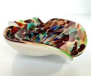 Vintage Mid Century Modern Murano Glass Cased Bowl Dish Italy Italian