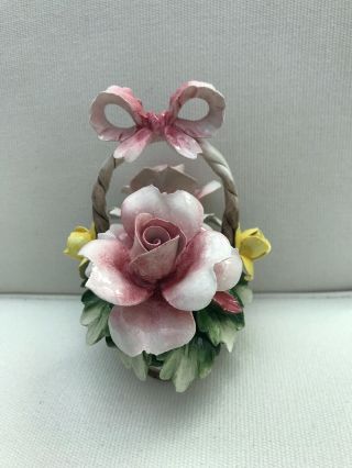 Vintage Italian NUOVA CAPODIMONTE Porcelain Basket Flowers Crown N 2