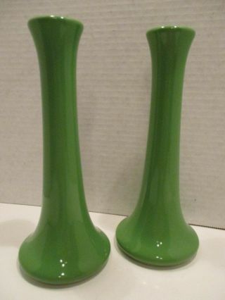 Vintage Mcm / Art Deco Hall China 631 Green Vases