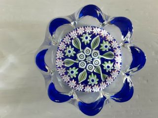 Perthshire Miniature Millefiori Flower - Shape Paperweight With Central P Cane