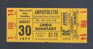 1975 Linda Ronstadt Full Concert Ticket @ Universal Amphitheatre