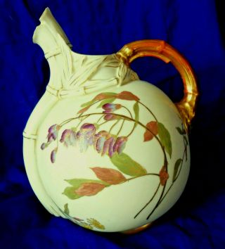 Royal Worcester Blush Ivory Jug 1341 Hand Painted Wisteria 1891