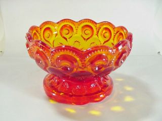 L.  E.  Smith Moon And Stars - - Amberina / Orange Pedestal / Footed Candy Bowl