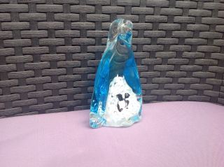 Vintage Murano Art Glass Penguin Ornament Paperweight With Twins