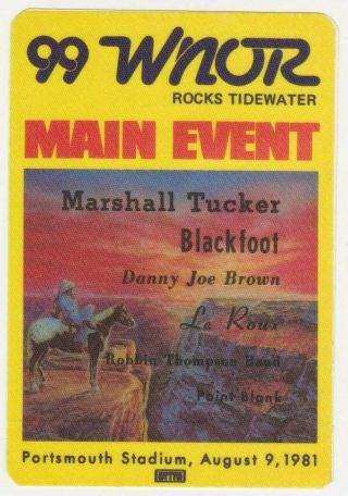 Marshall Tucker Band 1981 Backstage Pass Blackfoot Danny Joe Brown Leroux Wnor