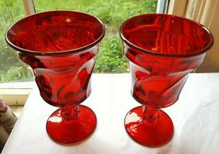 Fostoria Jamestown Ruby Red Swirl Water Wine Goblets - Set Of 2