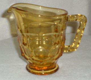 Vintage Viking Glass Amber Georgian Pattern Cream And Sugar 2