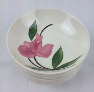 8 Vtg 1955 Stetson 5 " Berry Bowls Handpaintd Pink Flowers Stt142 Midcentury Mod
