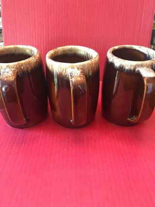 Vintage Hull Brown Drip Pottery Oven Proof Coffee Mugs Beer Stein 5” Tall x 3 5
