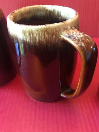 Vintage Hull Brown Drip Pottery Oven Proof Coffee Mugs Beer Stein 5” Tall x 3 7
