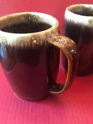 Vintage Hull Brown Drip Pottery Oven Proof Coffee Mugs Beer Stein 5” Tall x 3 8
