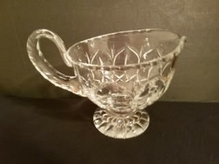 Handcut 24 Lead Crystal Clear Footed Gravy Sauce Boat Bowl Pitcher 4 - 1/2 