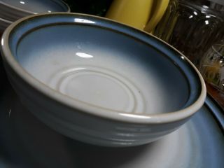 3 Noritake Stoneware " Sorcerer Pattern - 8620 " Blue/brown 6 1/2 " Soup Bowls