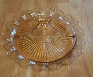 Old Colony Or Open Lace Pink Depression Glass 13 " 4 Part Plate