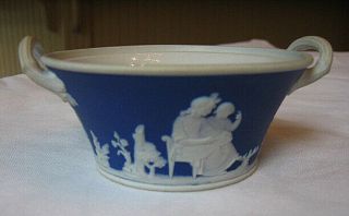Antique 19th C.  Wedgwood Small Bowl W/ Handles - Dark Blue - Cobalt