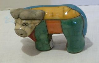The Fenix South Africa Raku Pottery Cape Buffalo 3.  5 Inch Figurine & Gift Bag