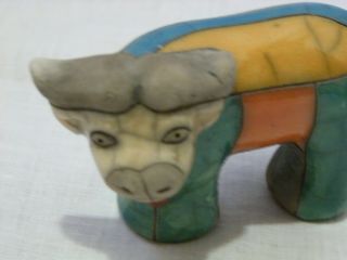 The Fenix South Africa Raku Pottery Cape Buffalo 3.  5 Inch Figurine & Gift Bag 6