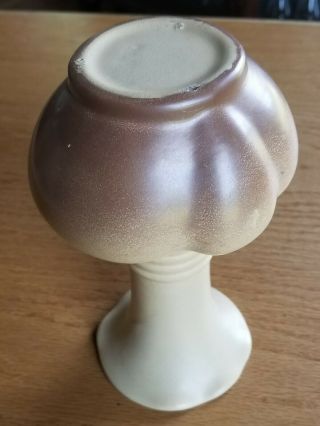 Vintage Red Wing Rumrill Pottery Tan Brown Ribbed Vase 370 1930 ' s 3