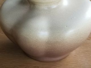 Vintage Red Wing Rumrill Pottery Tan Brown Ribbed Vase 370 1930 ' s 6