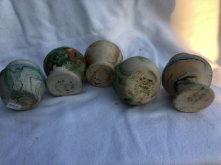 5 Vintage Nemadji Swirl Pottery Vases Planters Rustic Pots Bowls 3