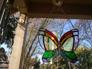 Tiffany Technique Rainbow Butterfly Stained Glass Suncatcher