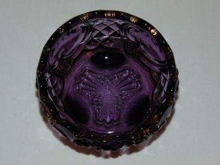 ANTIQUE AMERICAN EARLY PRESSED PURPLE AMETHYST GLASS CANDY BOWL Eapg C 1890 2