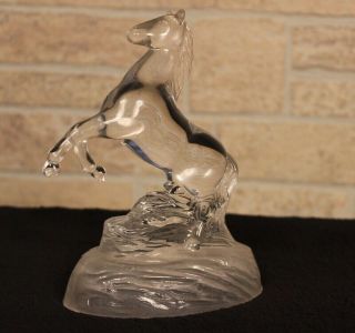 Vintage Ornament Cristal d ' Arques Crystal Rearing Horse Figurine Frosted base 2