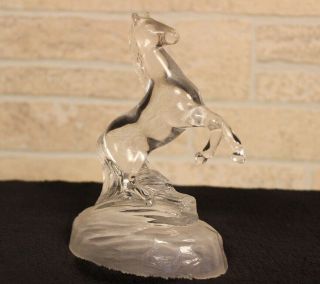 Vintage Ornament Cristal d ' Arques Crystal Rearing Horse Figurine Frosted base 4