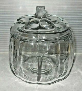 Anchor Hocking Small Clear Pumpkin Canister Jar Candy Dish 85623 5 "