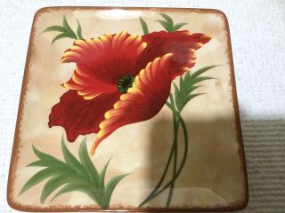 2 Pier 1 Poppies Square Salad Luncheon Plates Hp Earthenware Poppy More Avai