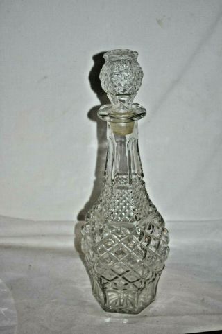 Vintage 14 1/2 " Wexford Anchor Hocking Brandy Liquor Decanter,  Stopper Glass