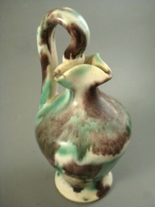 Vintage 1940s C.  C.  COLE Pottery SHENANDOAH Folk Art NC REBECCA JUG Purple Green 8