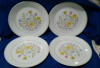 Set Of 4 Corelle Spring Meadow 10 1/4 ” Dinner Plates Corning Usa