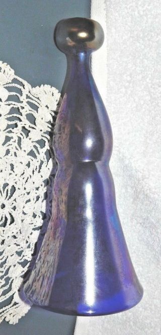 Cobalt Blue Carnival Glass Hand Bell Hand Blown Mrk 
