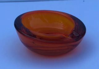 Viking Glass Orange Small Half Orb Ashtray Mid Century Vintage