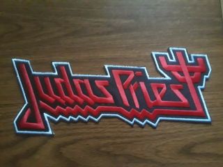 Judas Priest,  Sew On Red With White Edge Embroidered Large Back Patch