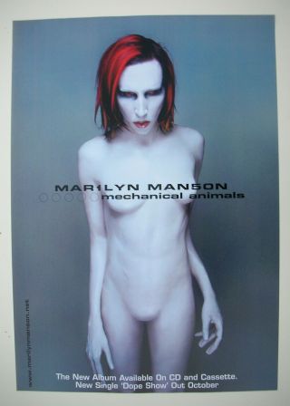 Marilyn Manson Mechanical Animals 1998 Uk Promo Poster -